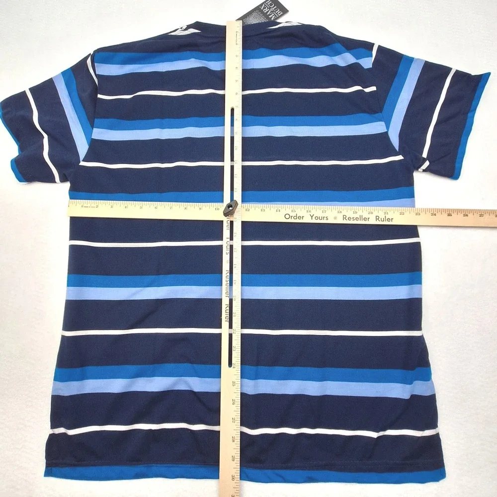 Marx & Dutch T-Shirt Mens XXL‎ Blue Striped V-Neck Short Sleeve New NWT Casual